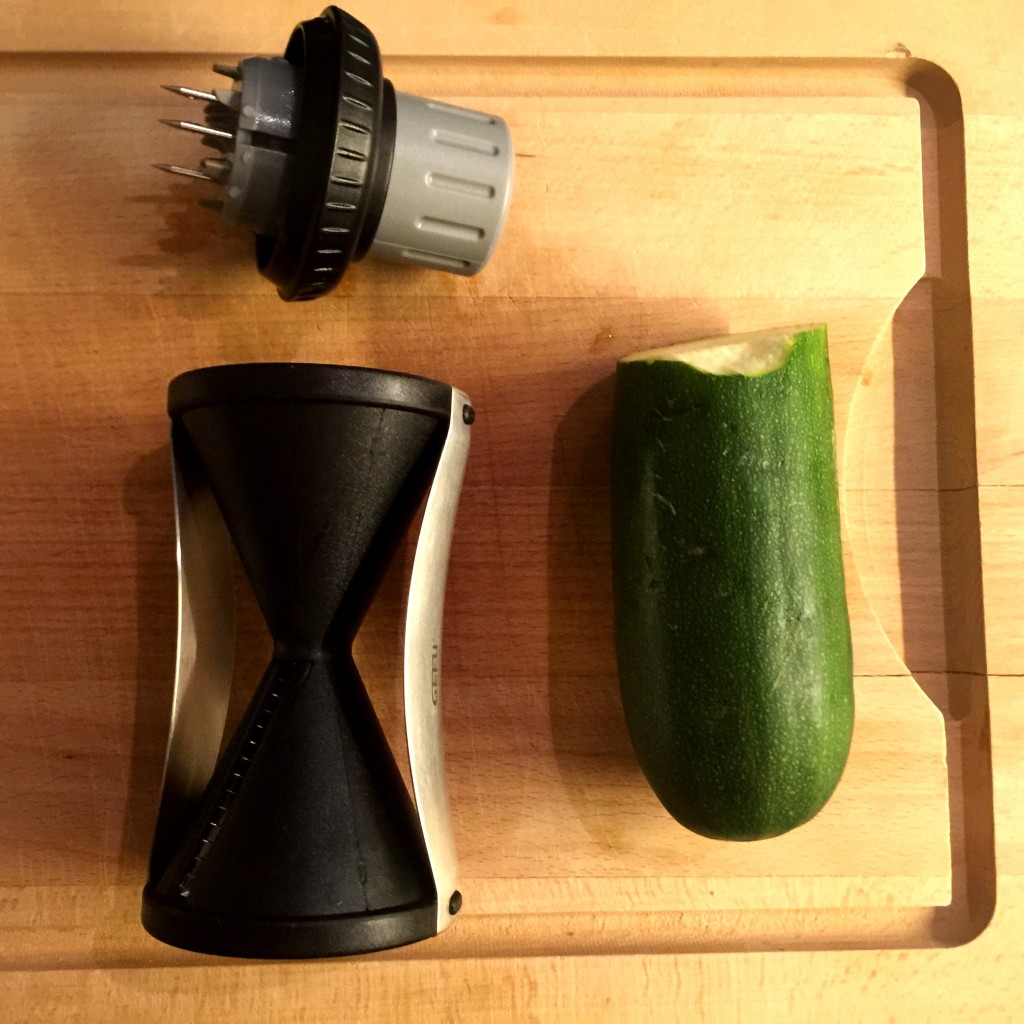 The Gefu Spiralli Spiral Slicer and its test subject